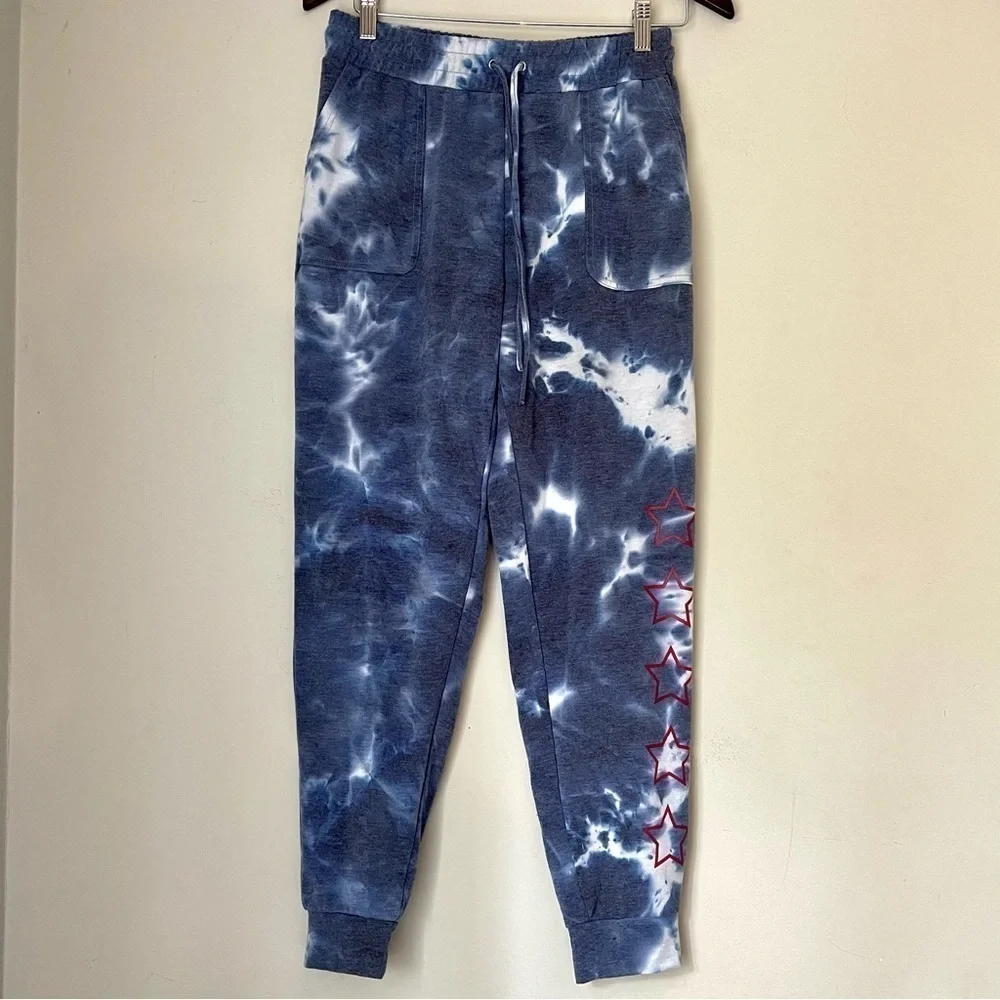 Rae Dunn | Blue and White Tie Dye Joggers | Medium